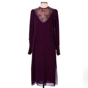 Vintage Casadei | Burgundy Balloon Long Beaded Sequin Midi Dress Size 8 Medium M